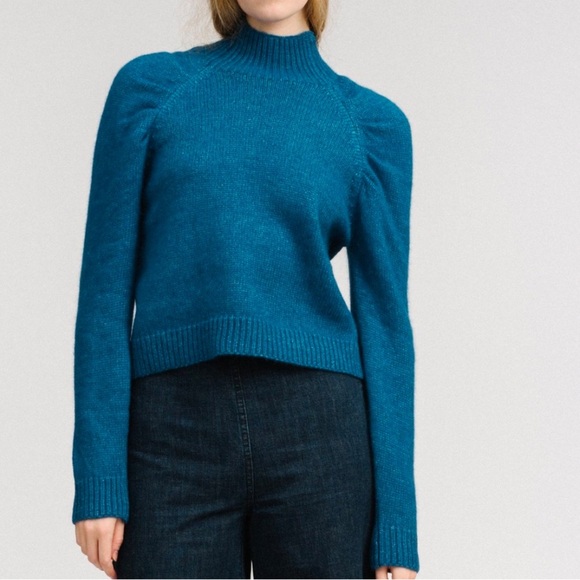 Rachel Comey prayer puff sleeve alpaca blend blue sweatshirt S - Picture 1 of 9